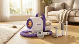 oneisall Dog Hair Vacuum Shedding Grooming Brush Kits for Pet Thick Coats | 15000Pa,3 Suct product view