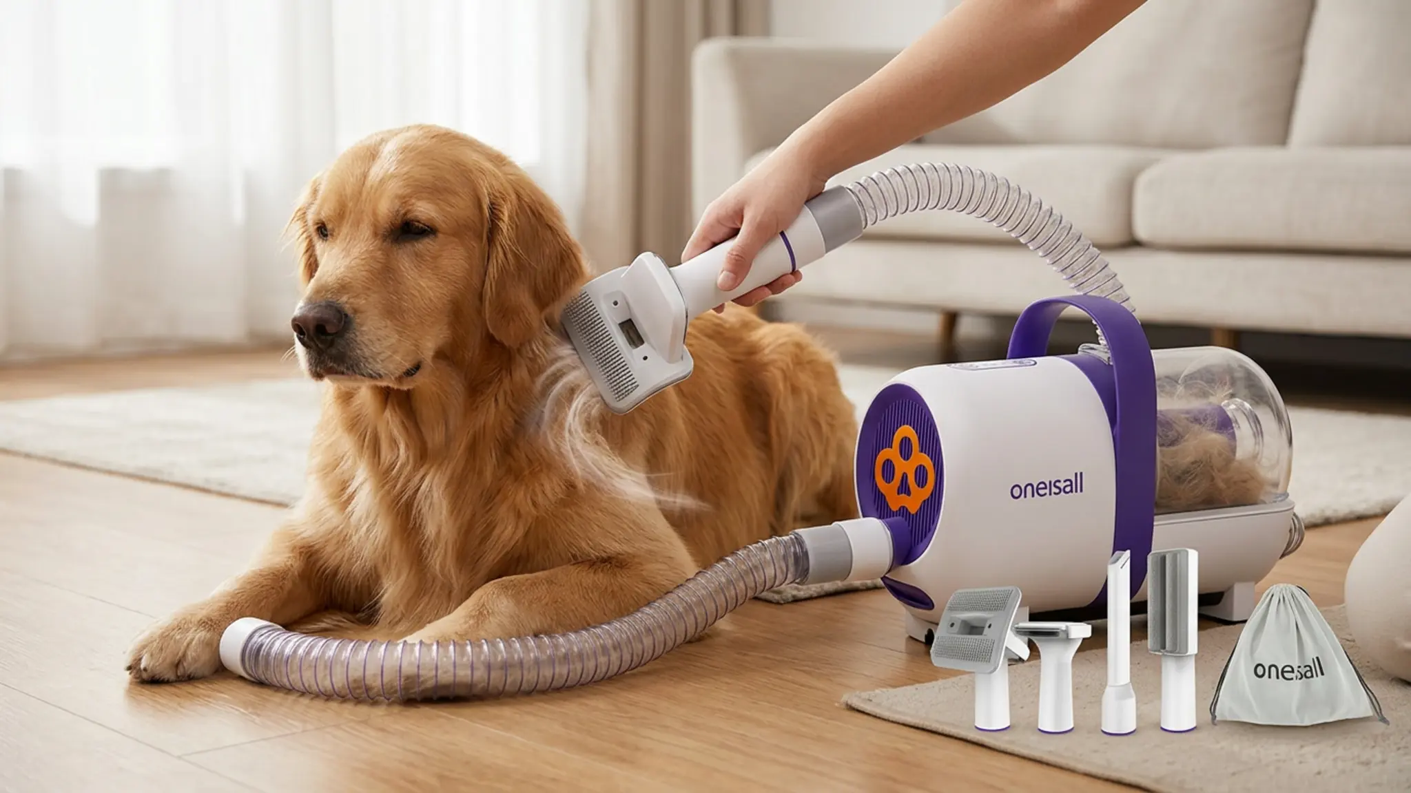 oneisall Dog Hair Vacuum Review 2026: Worth It for Thick Coats? 2 oneisall Dog Hair Vacuum in action