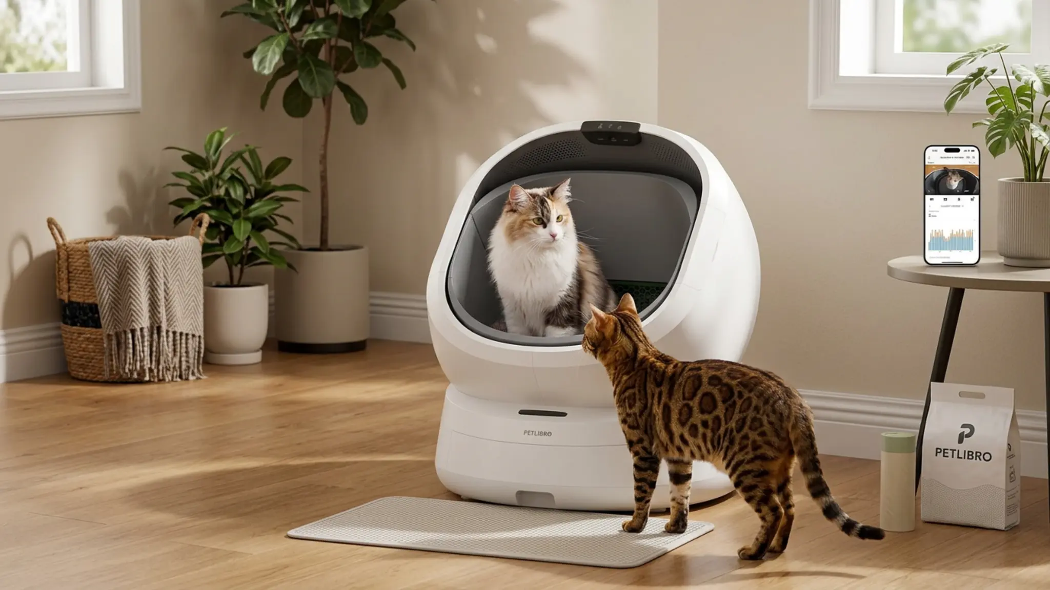 PETLIBRO Automatic Litter Box with AI-Camera Waste Analysis, Auto Odor-Control Self Cleani in use