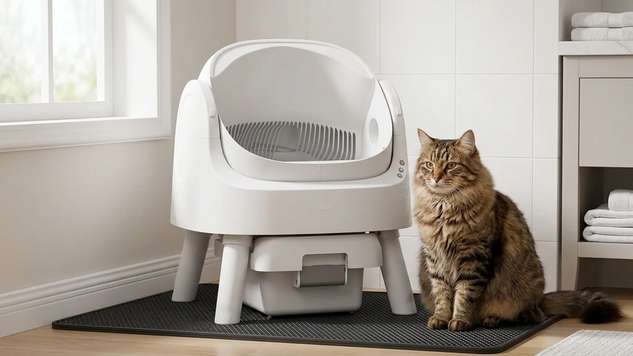 PetPivot Self Cleaning Litter Box, Open Top Automatic Litter Box for Multiple Cats, Multip in use