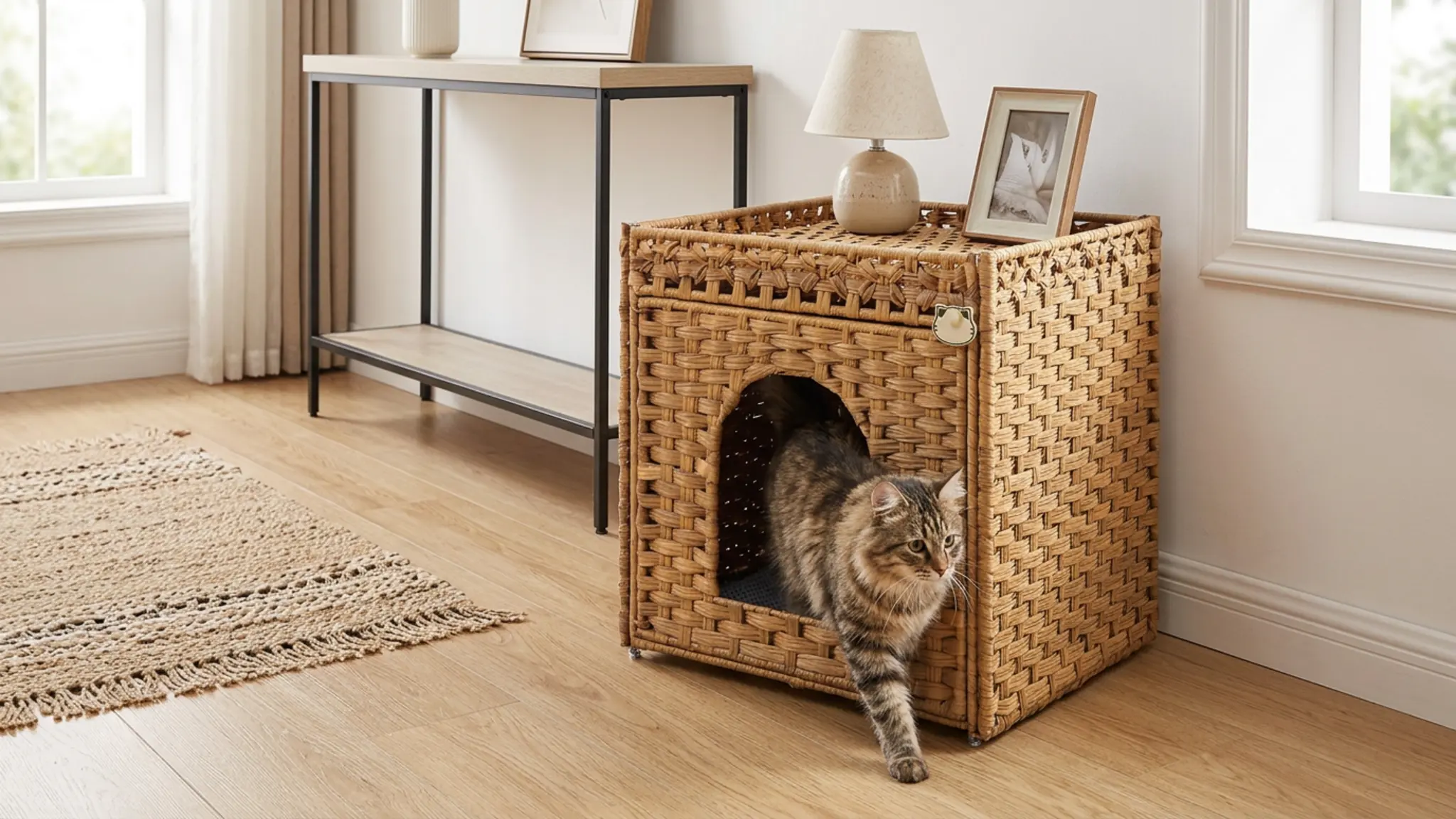 SETVSON Litter Box Enclosure Review 2026: Is It Worth It? 2 SETVSON Litter Box Enclosure in action