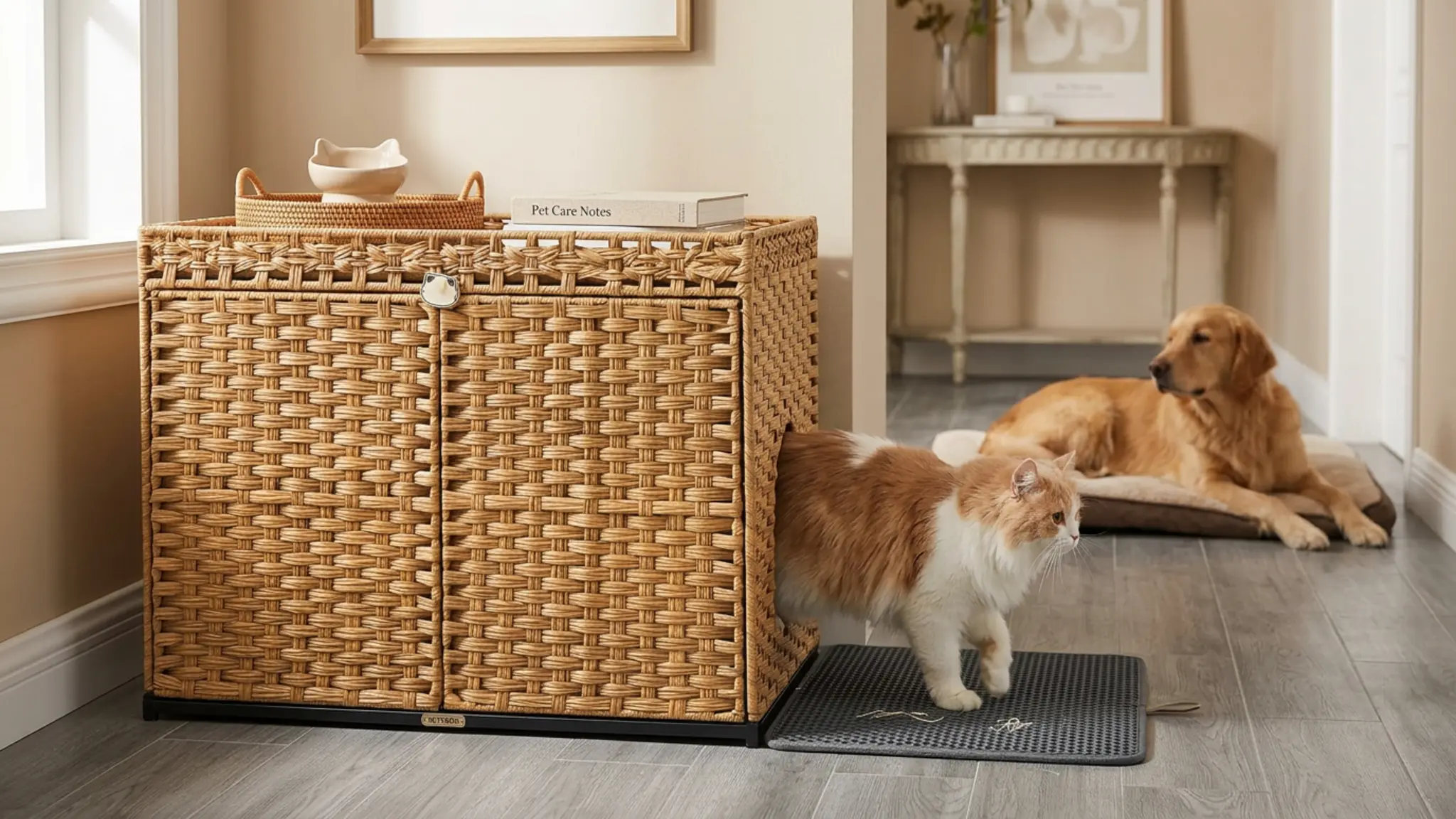 SETVSON Litter Box Enclosure Review 2026: Pros and Cons 2 SETVSON Litter Box Enclosure in action