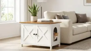 Shintenchi Cat Litter Box Enclosure, Litter Box Furniture Cabinet Hidden with Removable Di product view