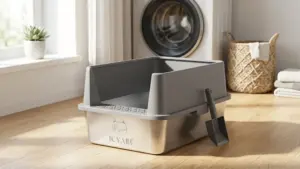 2PACK Stainless Steel Cat Litter Box with High Sides Lid, Extra Large XL Litter Box for Bi product view