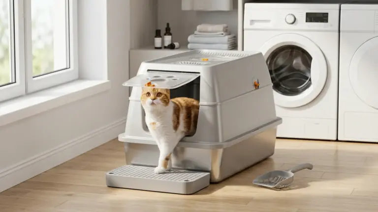 Stainless Steel Cat Litter Box with Removable Lid, XL Enclosed-Grey | High Sided Litter Bo product view
