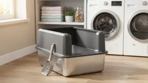 Stainless Steel Cat Litter Box, XL High Sided Open Top Litter Pan, 1 Scoop | Extra Large L product view