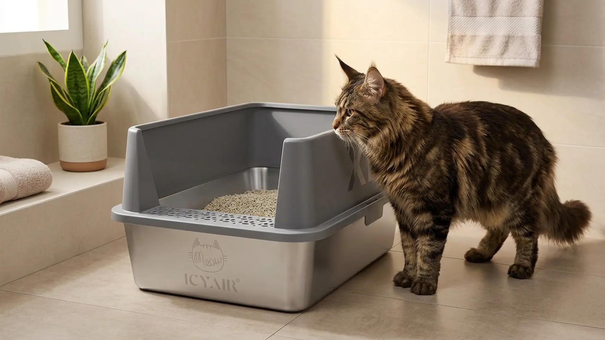 Stainless Steel Cat Litter Box Review 2026: Is ICYAIR Worth It? 2 Stainless Steel Cat Litter Box in action