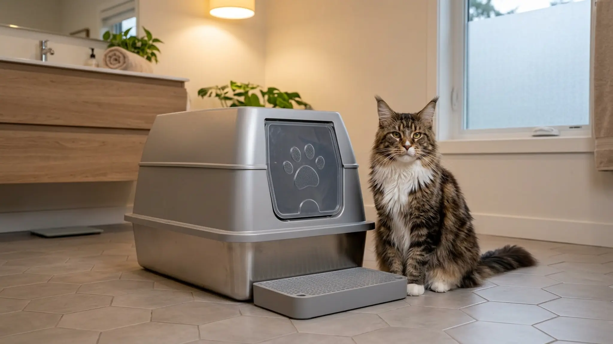 Stainless Steel Cat Litter Box Review 2026: Pros and Cons 2 Stainless Steel Cat Litter Box in action