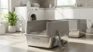 2PACK Stainless Steel Litter Box, Metal Litter Boxs with Lid High Sides, XL Extra Large Li product view