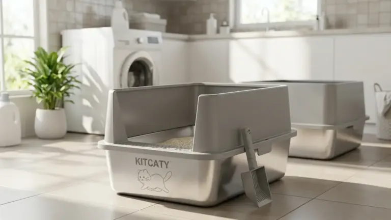 2PACK Stainless Steel Litter Box, Metal Litter Boxs with Lid High Sides, XL Extra Large Li product view