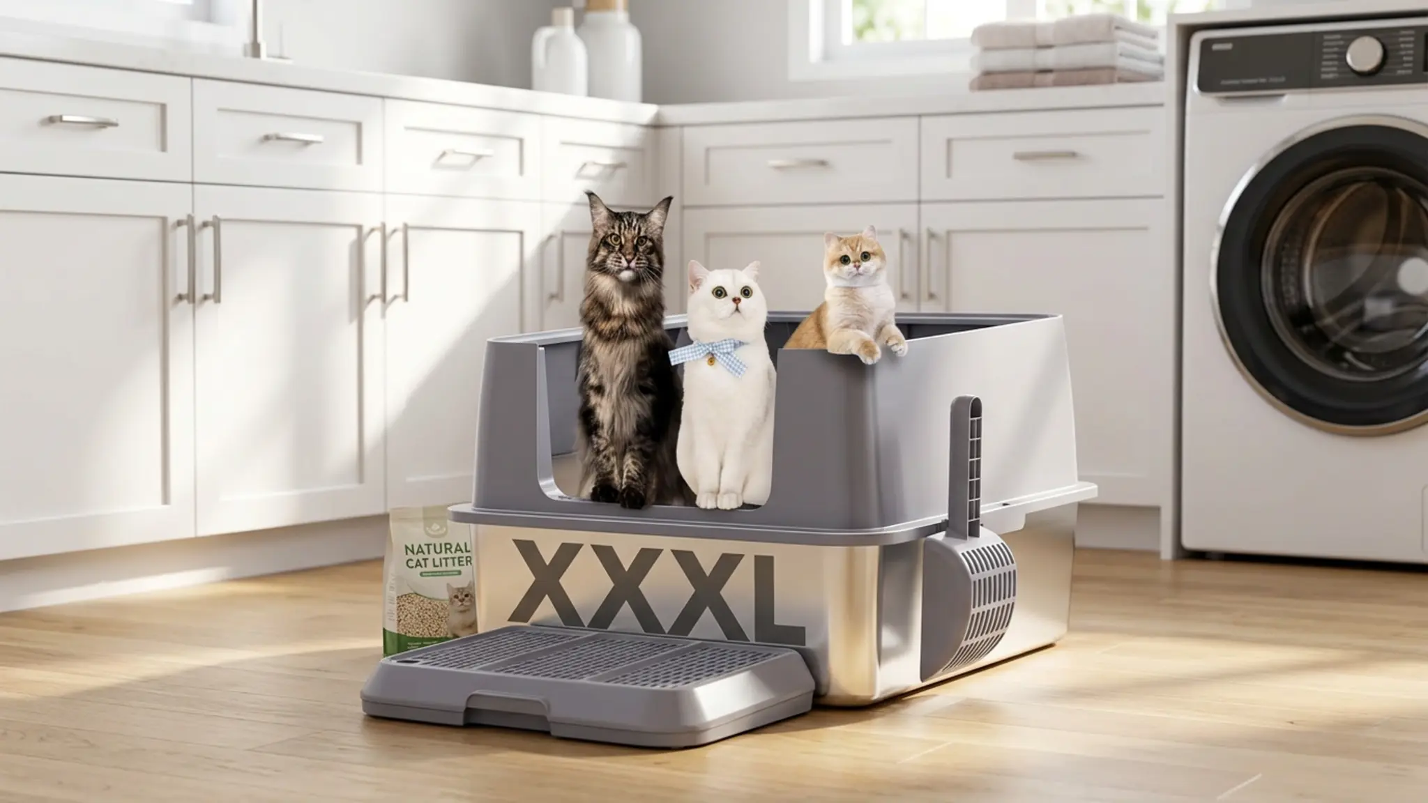 Stainless Steel Litter Box , 28"L*20"W*12"H XXL Extra Large Litter Boxes with lid ,Metal L product view