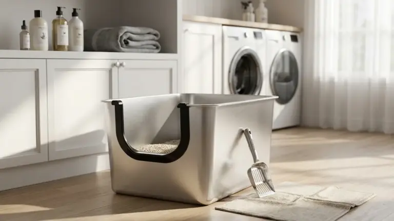 Yangbaga Extra Large Stainless Steel Cat Litter Box with High Sides product view