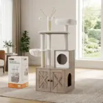 Feandrea Cat Tree with Litter Box Enclosure, 59-Inch, 2-in-1 Condo product view