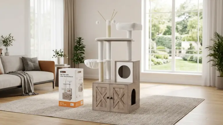 Feandrea Cat Tree Condo Review 2026: Litter Box Combo Verdict 1 Feandrea Cat Tree with Litter Box Enclosure, 59-Inch, 2-in-1 Condo product view