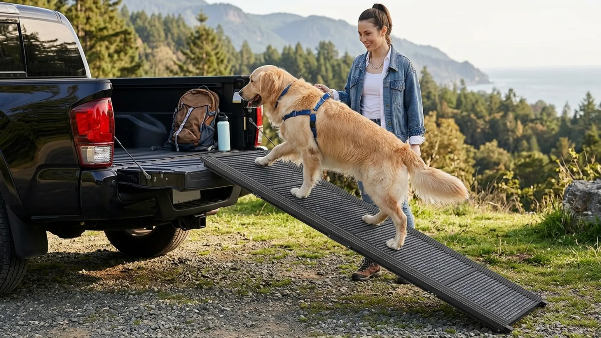 Dog Ramp for Car 63" L × 17" W, Pet Ramp for Truck Foldable in use