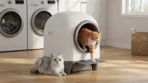 Greesum Enclosed Self-Cleaning Cat Litter Box, 90L XL, App Control, Quiet product view