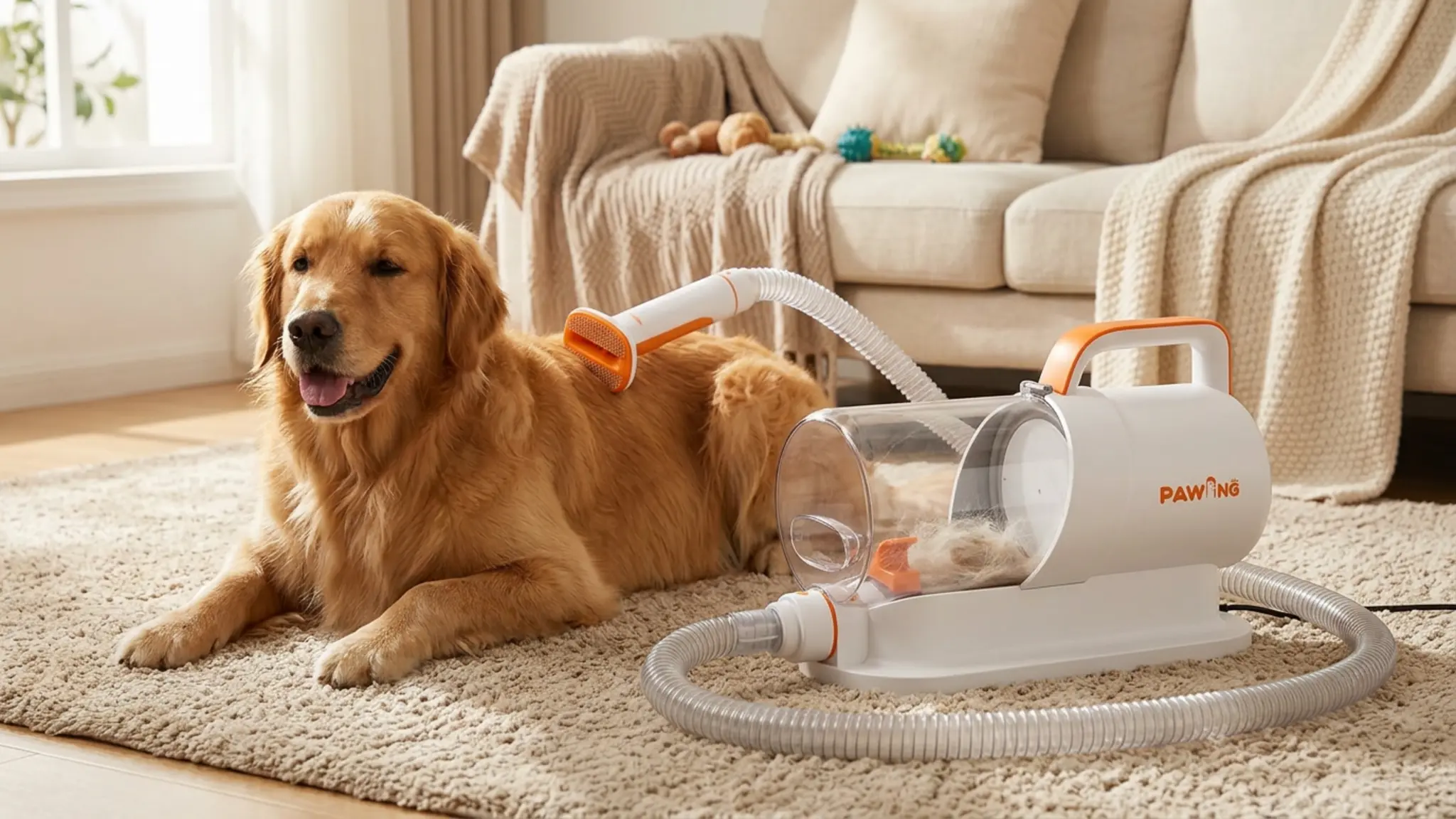 PAWING Dog Grooming Vacuum, All-in-1 Professional Deshedding Tools for Dogs & Cats - Low N in use