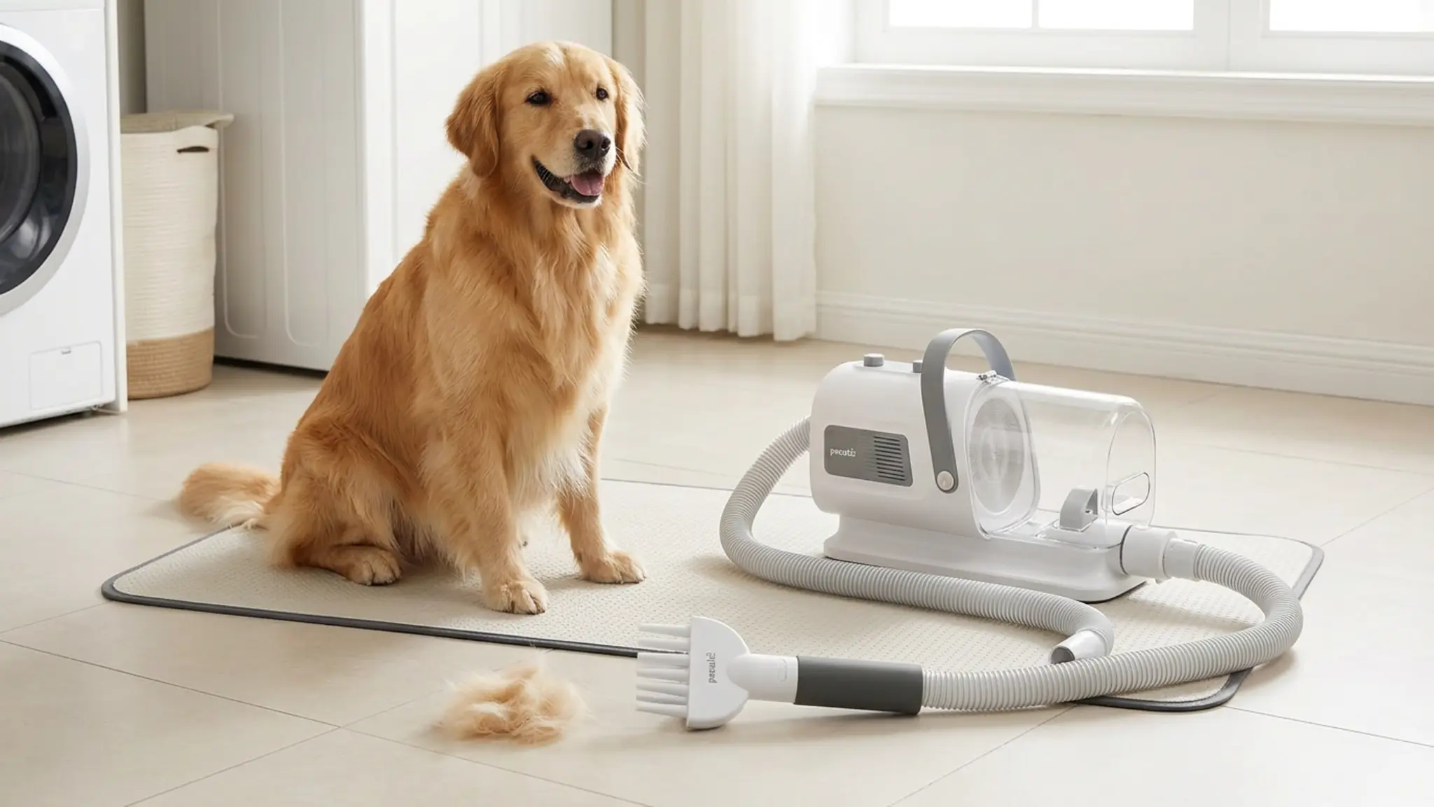 Pecute 7-in-1 Dog Grooming Vacuum & Dryer for Heavy Shedding in use