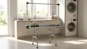 ROOMTEC 46" Dog Grooming Table,Foldable Home Pet Bathing Station with Adjustable Height Ar product view