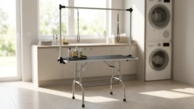 ROOMTEC Dog Grooming Table Review 2026: Is It Worth It? 3 ROOMTEC 46" Dog Grooming Table,Foldable Home Pet Bathing Station with Adjustable Height Ar product view