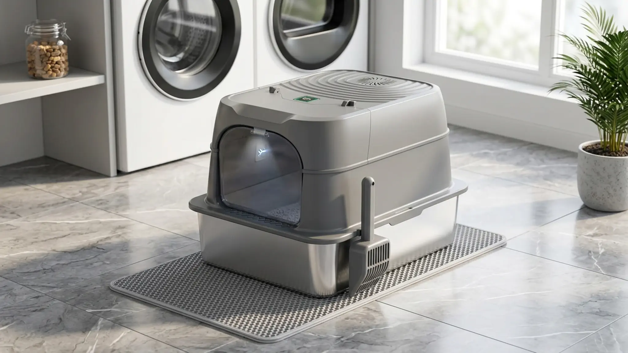 Smart Odor Control Stainless Steel Cat Litter Box with Lid, XXL Enclosed Extra Large Litte product view