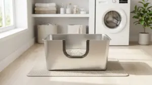 Yangbaga XXL High Sided Stainless Steel Litter Box for Cats product view