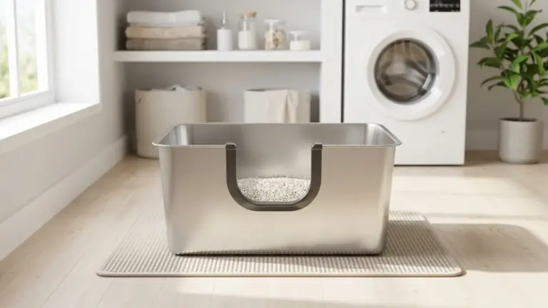 Yangbaga XXL High Sided Stainless Steel Litter Box for Cats product view