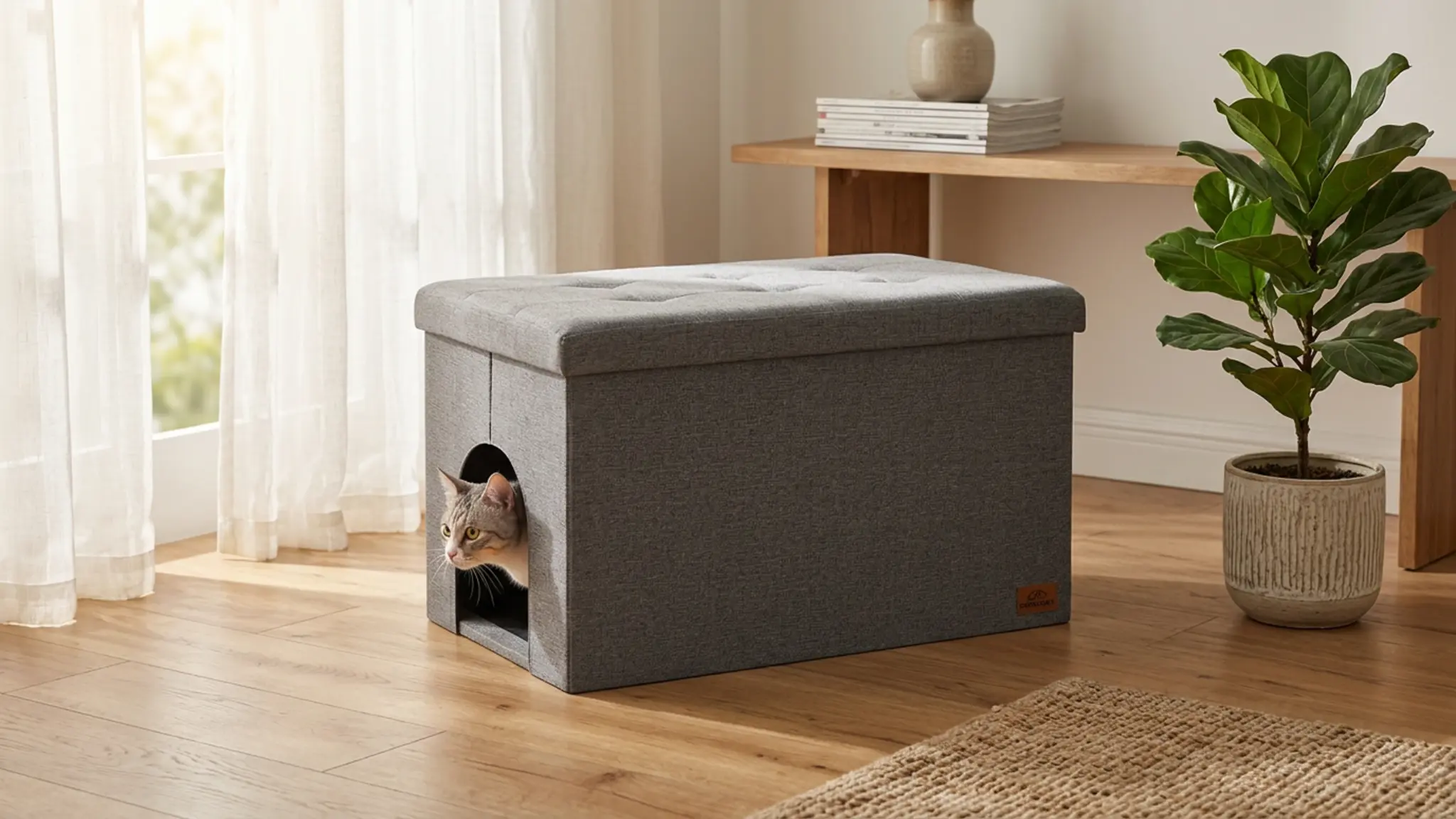 Zerbuger Cat Litter Box Enclosure Furniture for Odor Control product view