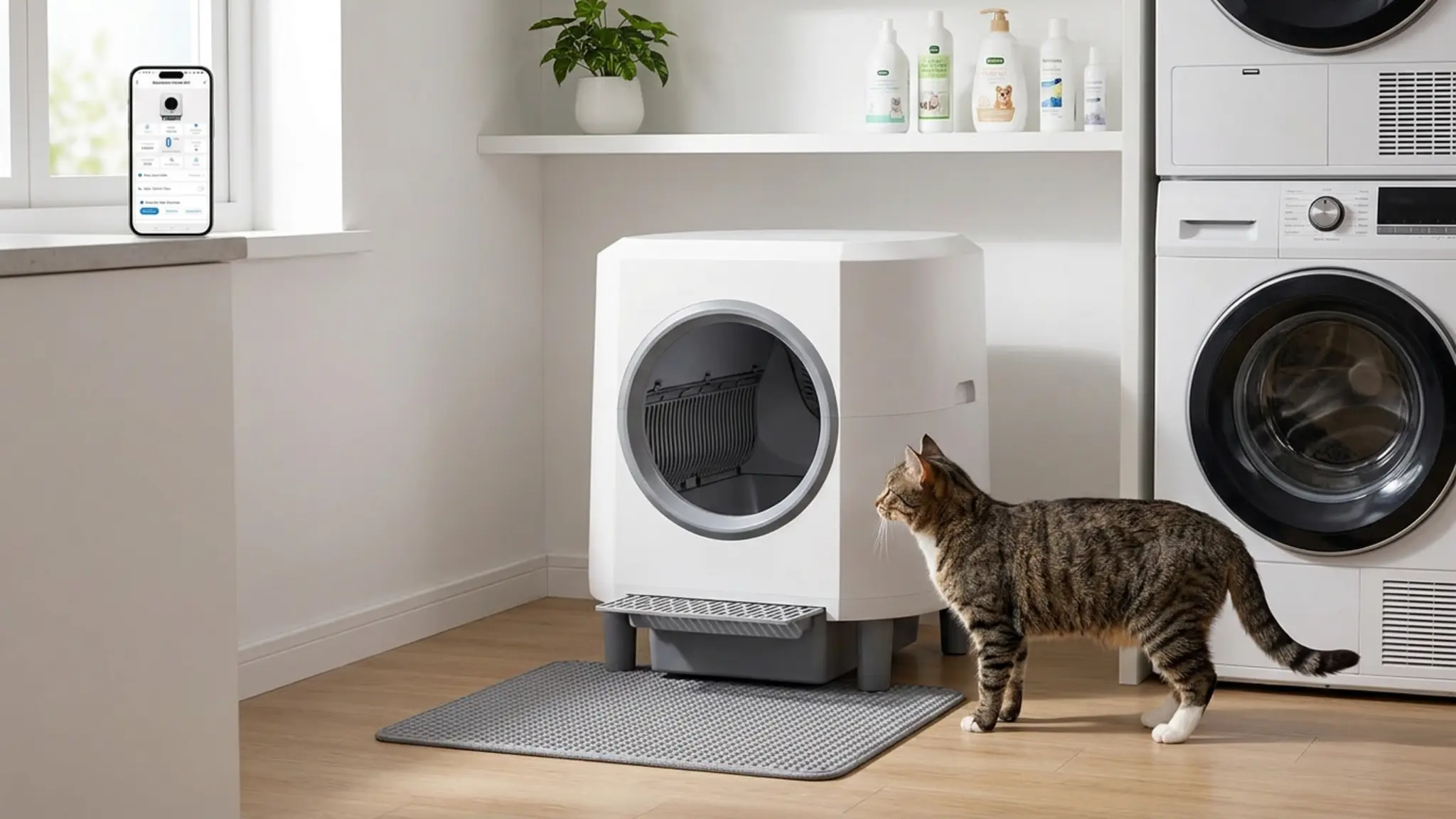 Automatic Litter Box, Self Cleaning Litter Box, Odor Control, 90L Capacity in use