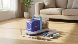 Buenkee Dog Grooming Vacuum Kit, 15000Pa Clipper, Shedding Brush, 2L, Blue product view