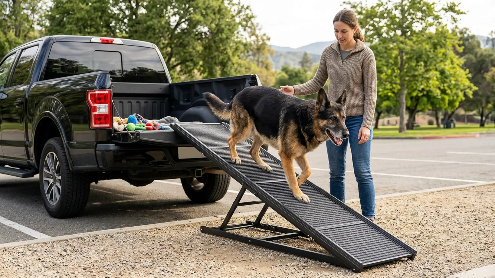 Extra Wide Dog Car Ramp Review 2026: Pros and Cons 2 Extra Wide Dog Car Ramp in action