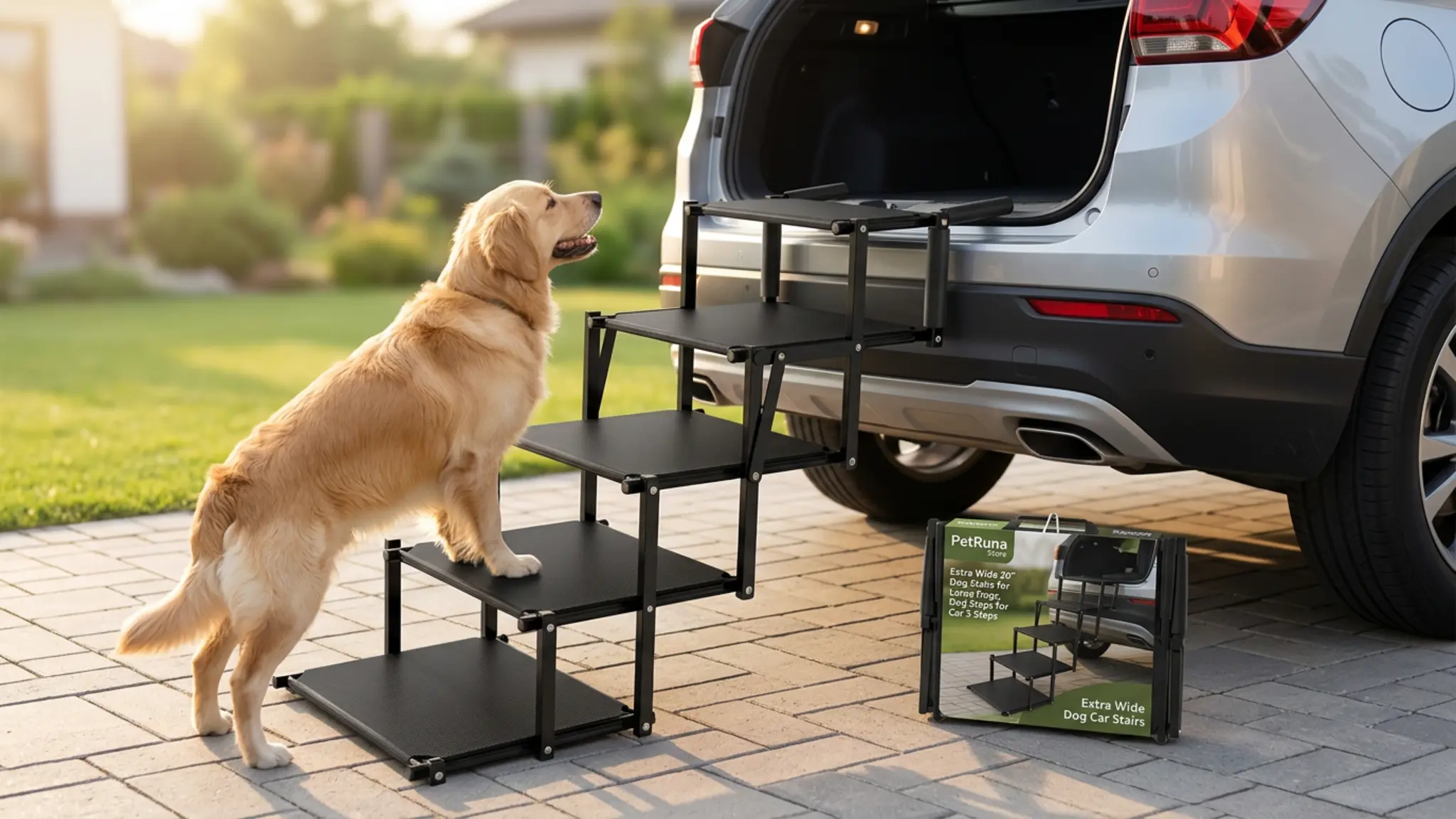 Extra Wide 20" Dog Stairs for Large Dogs, Dog Steps for Car 5 Steps product view