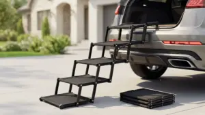 Oiilores Foldable Dog Stairs for Large Dogs - Extra Wide Pet Ramp for Cars, SUV, Non-Slip product view