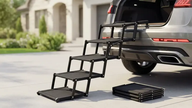 Oiilores Foldable Dog Stairs for Large Dogs - Extra Wide Pet Ramp for Cars, SUV, Non-Slip product view
