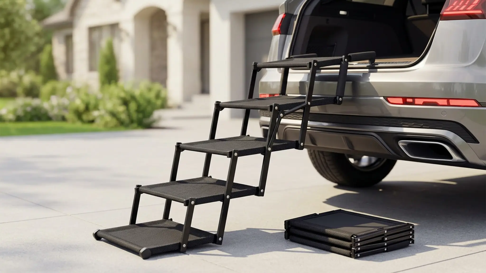 Oiilores Foldable Dog Stairs for Large Dogs - Extra Wide Pet Ramp for Cars, SUV, Non-Slip product view